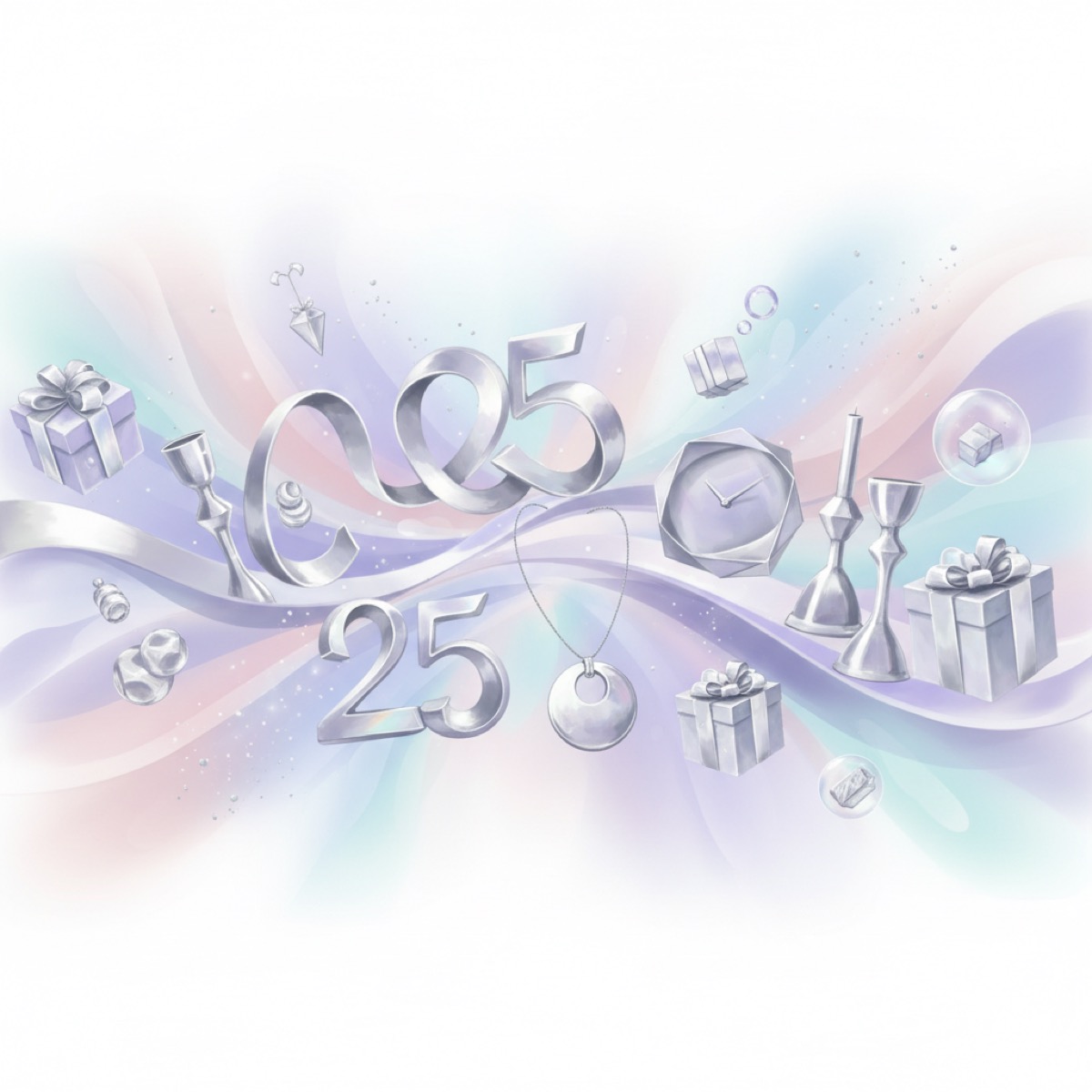 25-Year Anniversary Silver Gifts Done Modern